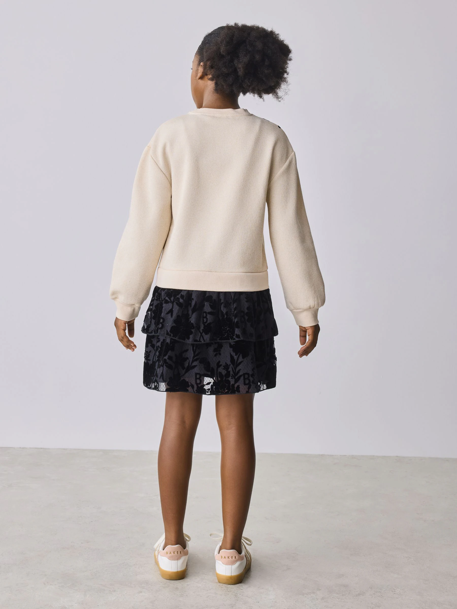 Baker by Ted Baker Cream Flocked Floral Sweat Mockable Dress