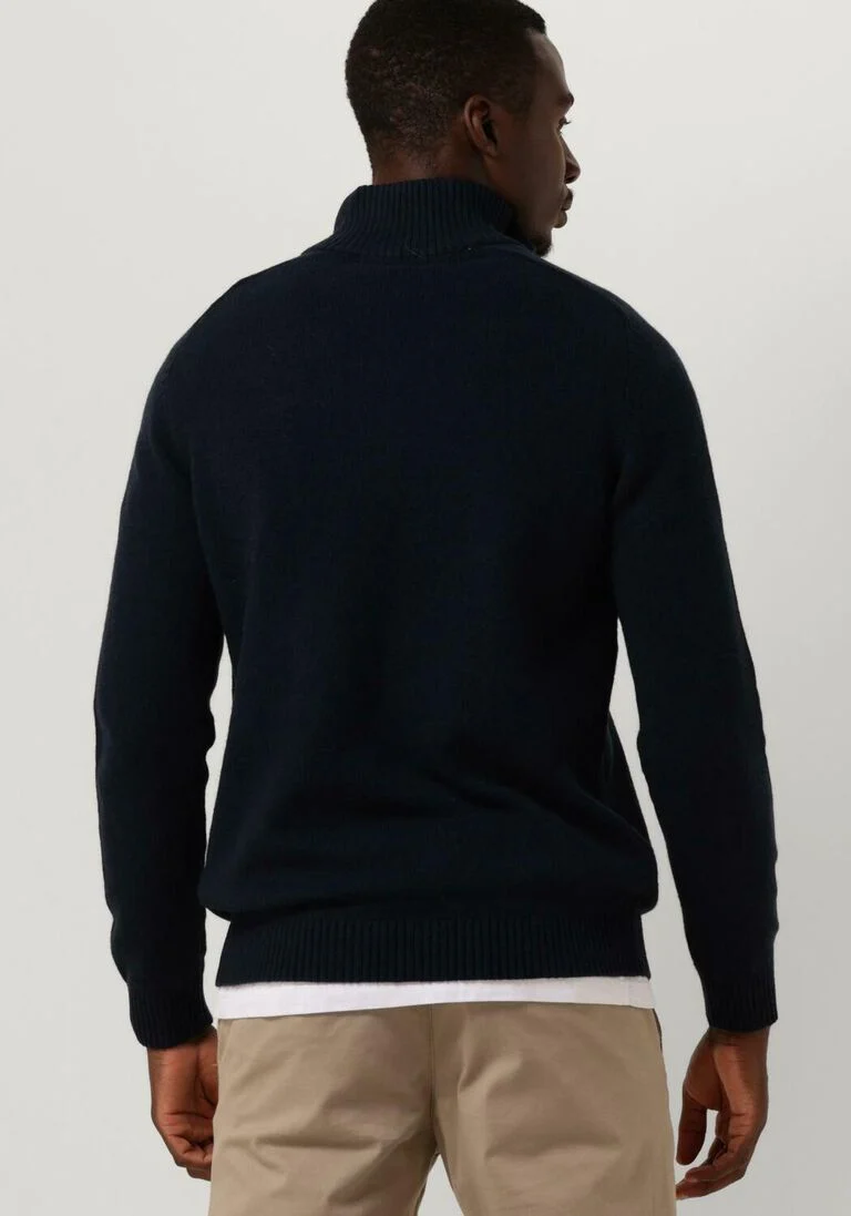SELECTED HOMME donkerblauwe selected homme trui slhreg dan wool-mix zip high neck ow