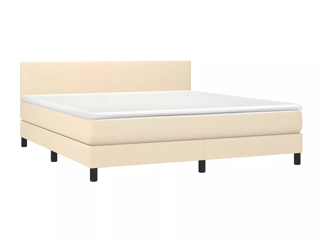 Sommier tapissier avec matelas et LED Crème 160x200 cm Tissu