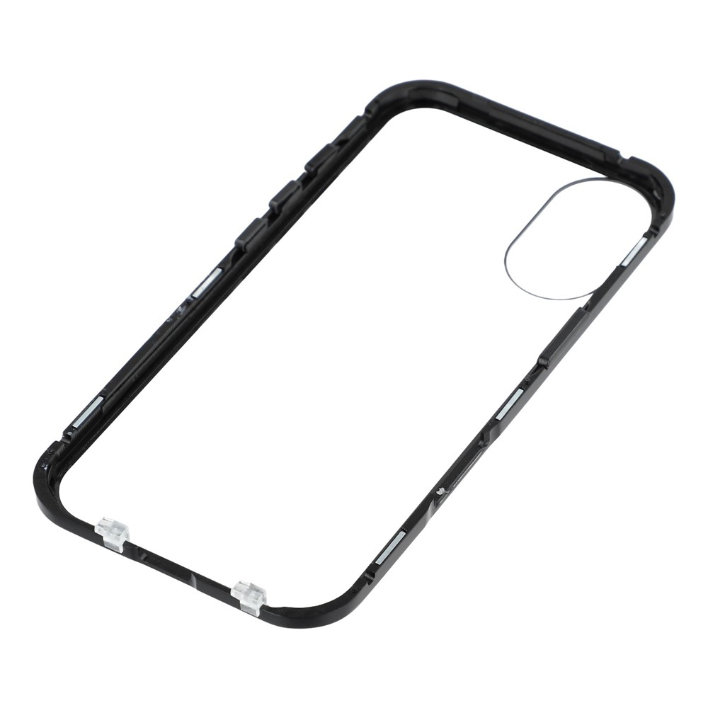 iPhone 17 Magnetische Alu Schutzhülle mit Panzer Glas Backcover   Displayschutz (Magnet-Technologie) - Schwarz