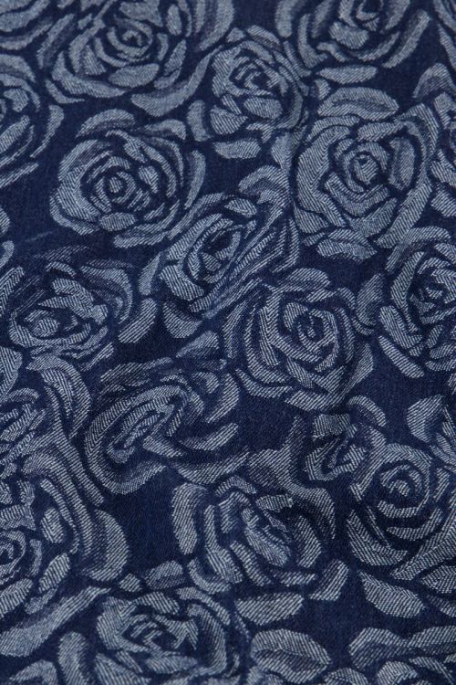 Blauwe denim short met rozen