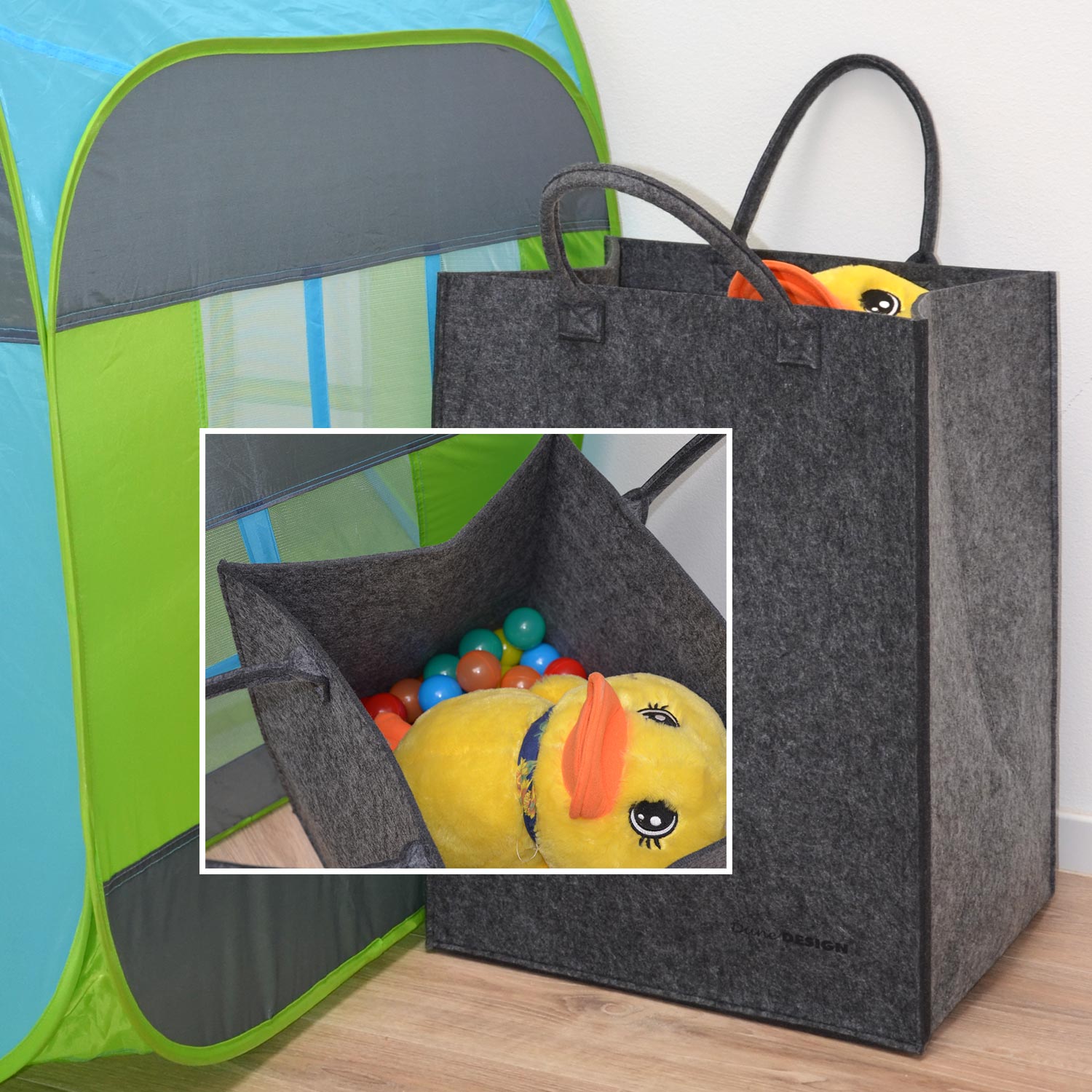 100L Filz Wäschesammler 43x38x60cm XL Universal-Filz-Tasche Faltbarer Wäschekorb