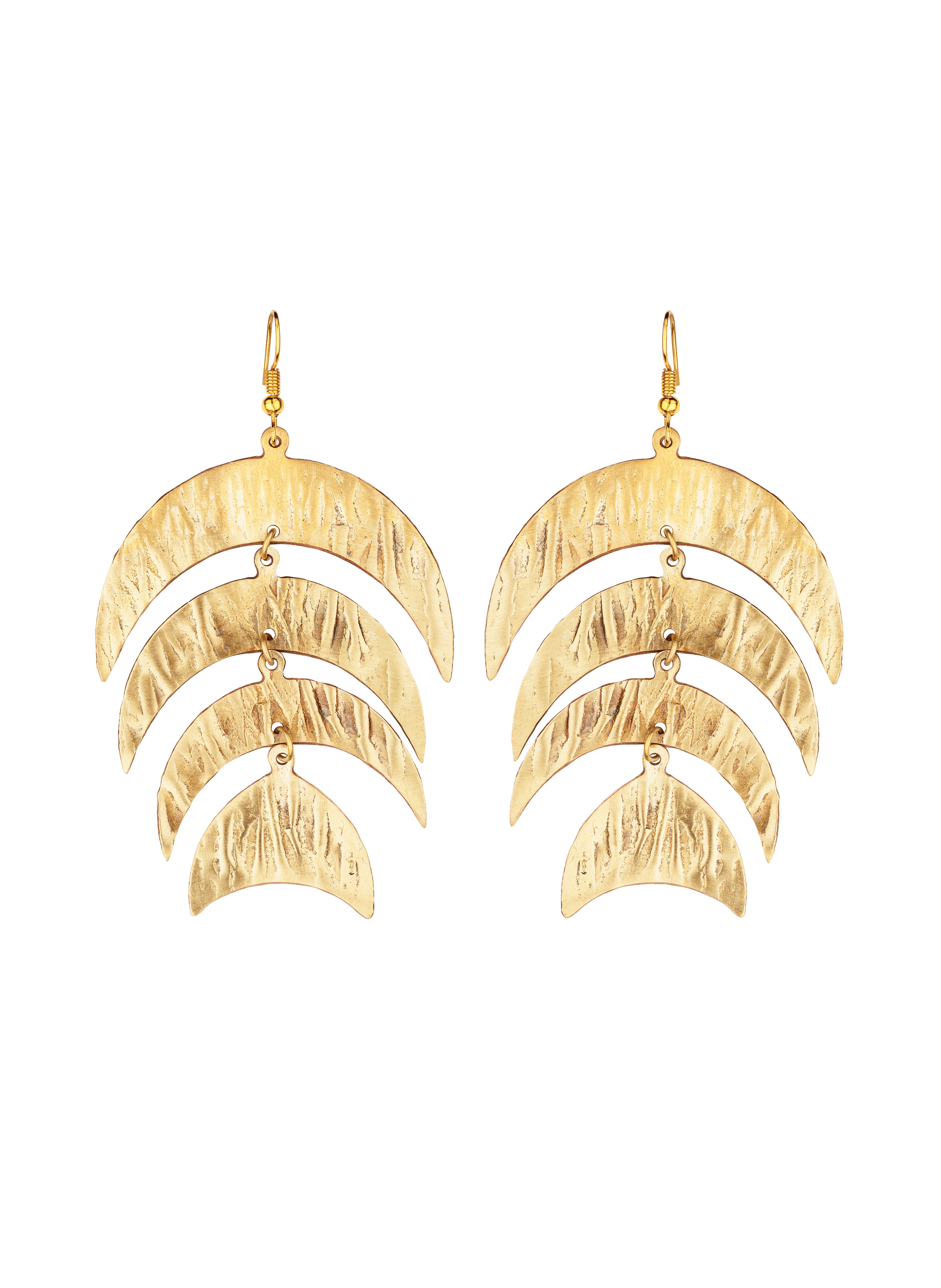 TAIANA - Boucles d'oreilles pendantes graphiques pour oreilles percées en laiton | Doré