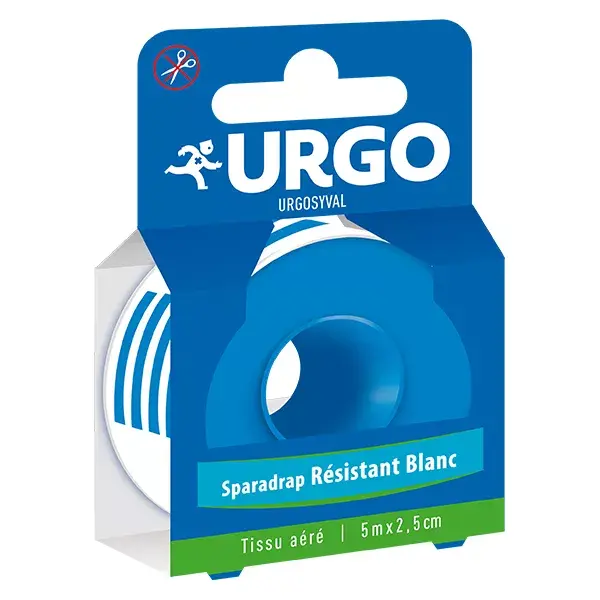 Fita adesiva resistente para tecido Urgo UrgoSyval, branca, 5 m x 2,5 cm