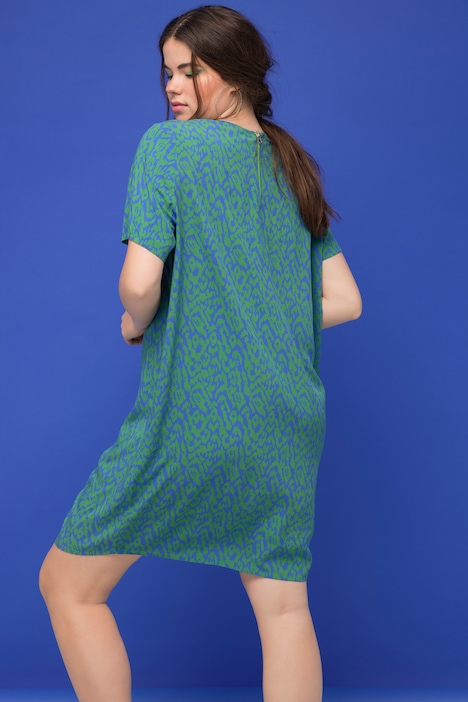 Minikleid, Loose Shape, Color Leo-Print, Rundhals, Halbarm