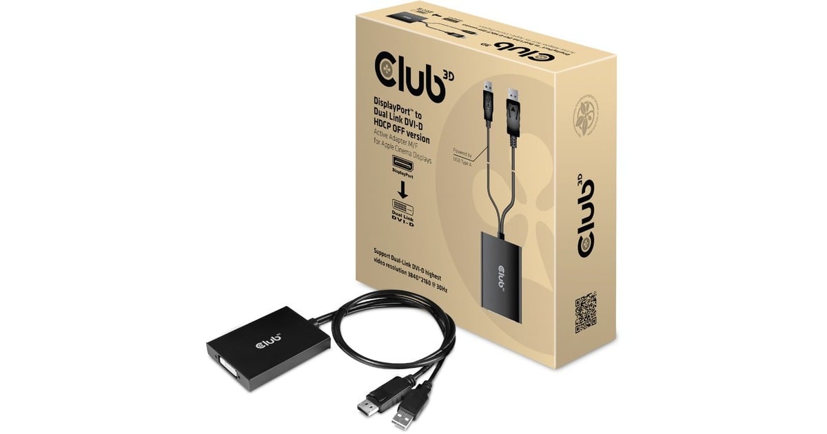 Club 3DDisplayPort to Dual Link DVI-D HDCP OFF version Active Adapter for Apple Cinema Displays  (Zwart)