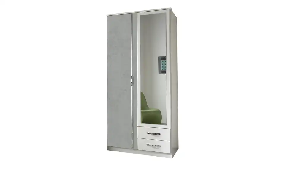 Kleiderschrank Duo 91 cm Steingrau, Weiß