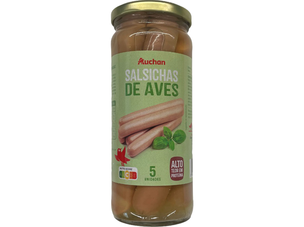 SALSICHAS DE AVES AUCHAN FRASCO 5UN 420 (250)G