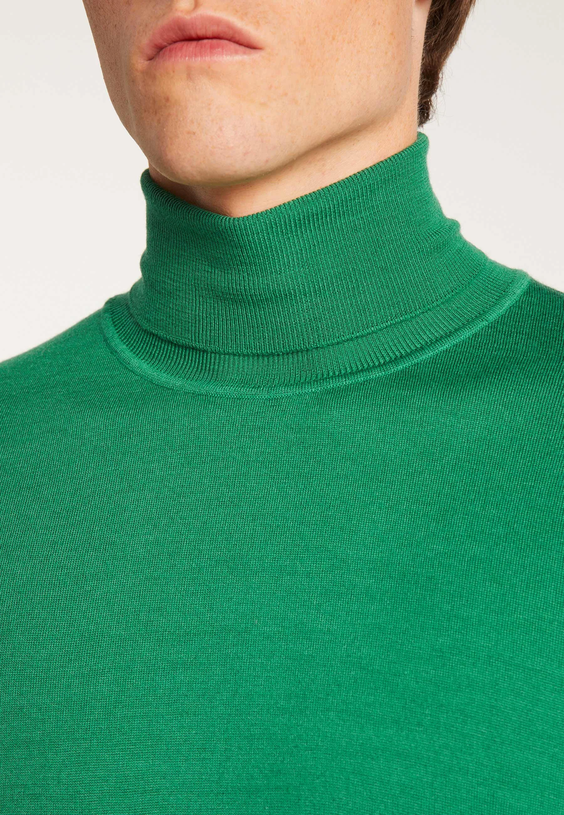 ENZOAH24 - Pull col roulé en laine mérinos | Vert