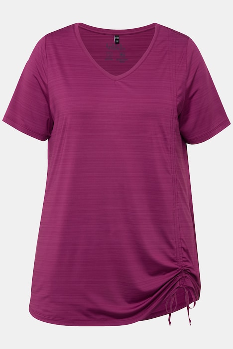 Funktionsshirt, Raffband, A-Linie, V-Ausschnitt, Halbarm