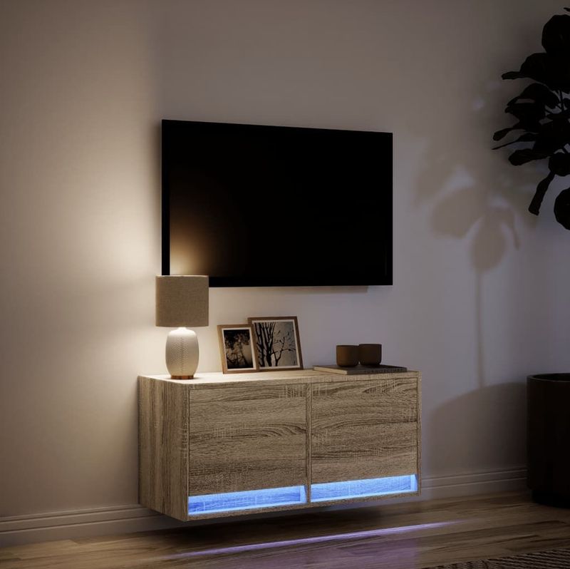 vidaXL Tv-wandmeubel - Sonoma Eikenkleur - Met LED-verlichting