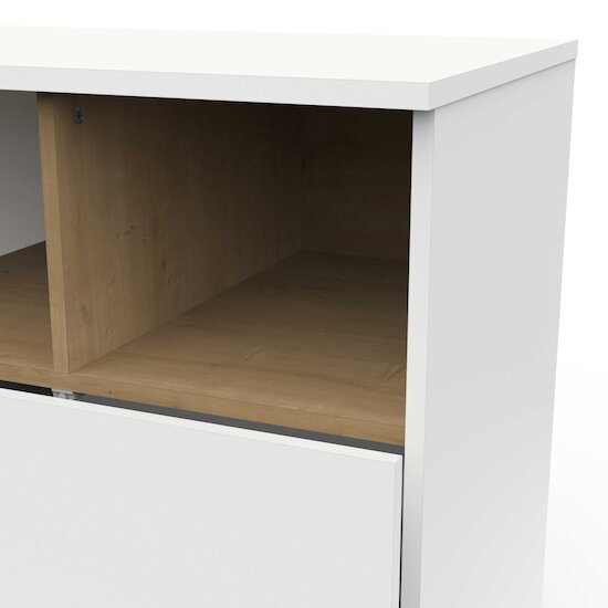 Scandinave Commode 1 porte + 2 tiroirs   Blanc        de               CBA Meubles
