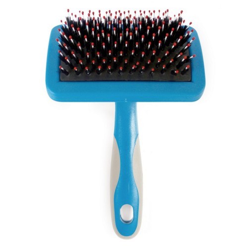 Escova ergonômica para animais de estimação com cerdas de ouriço, azul