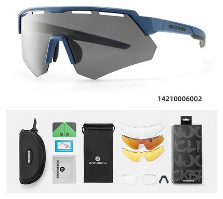 Lunettes de cyclisme anti-vent de protection avec 4 lentilles - bleu