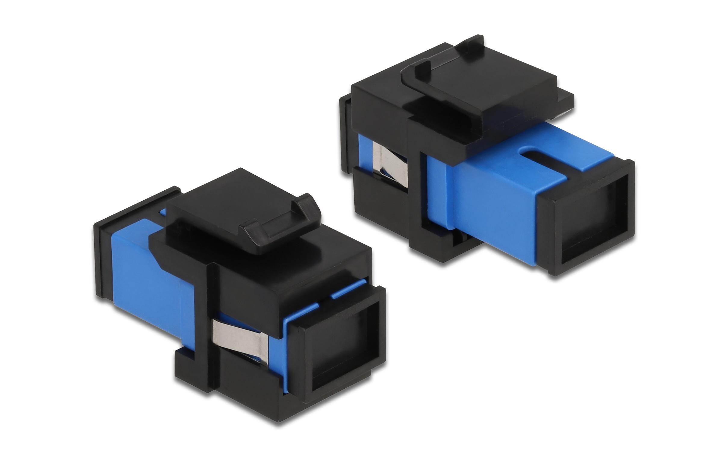 Keystone-Modul SC Buchse zu SC Buchse Blau / SchwarzDelock Keystone Modul SC Simplex Buchse zu SC Simplex Buchse blau / schwarz
