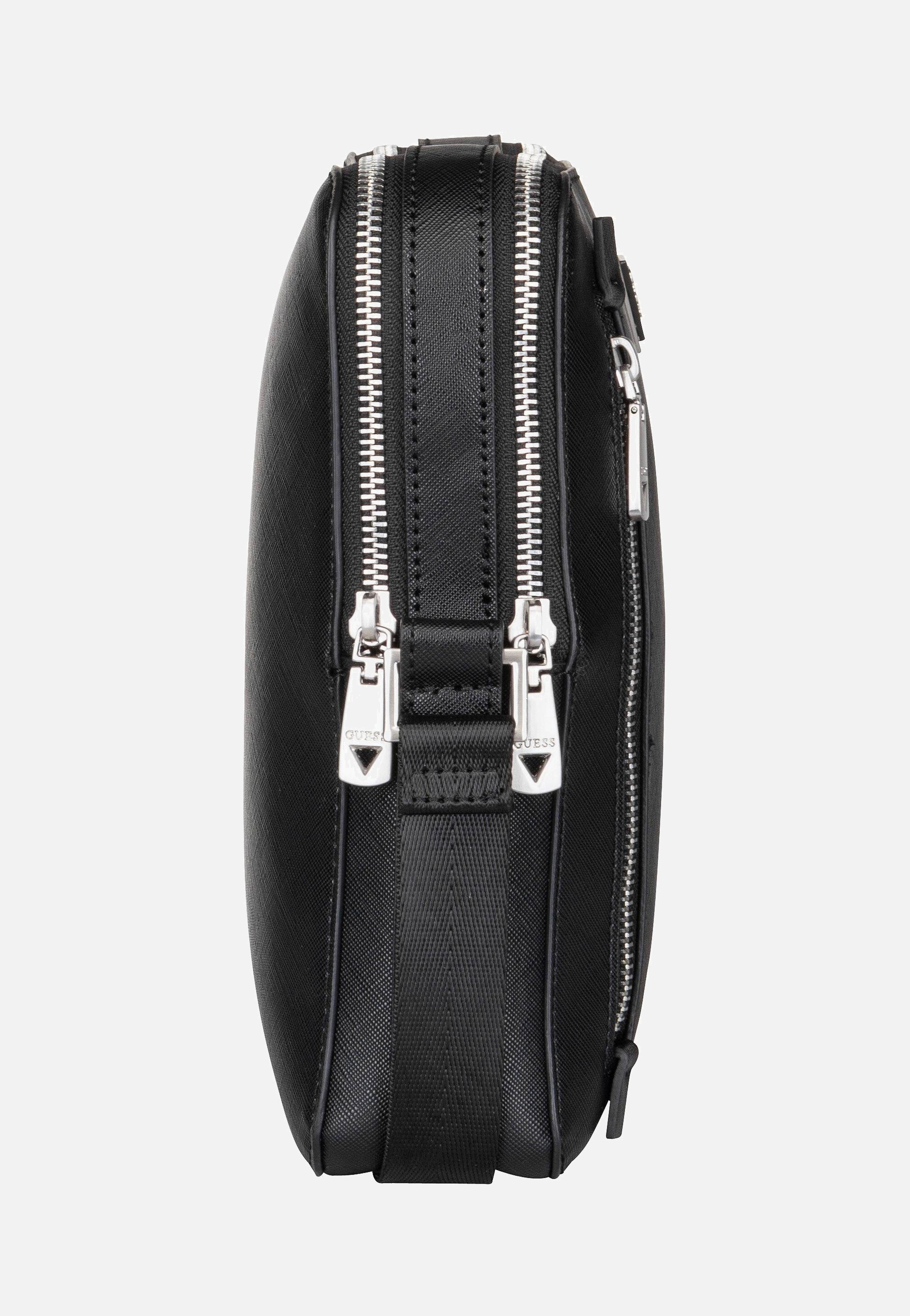 Torino Saffiano Eco Double Zip Black - Crossbody Bag