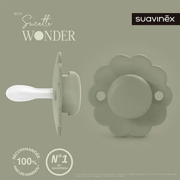Suavinex, Wonder, Sucette réversible SXPRO 6/18mois Wonder - Hedge green