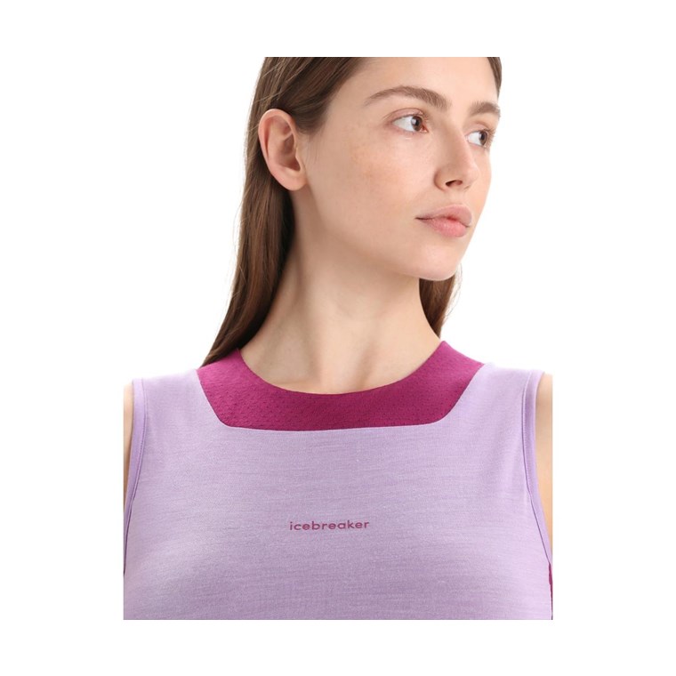 Icebreaker ZoneKnit Cropped Bra-Tank Women Purple Gaze/Go Berry