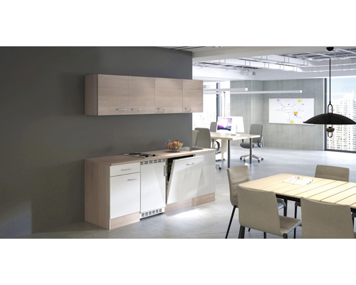 Flex Well keukenblok met apparatuur Samoa 210 cm wit sonoma eiken mat gedemonteerde variant omkeerbaar 00011965