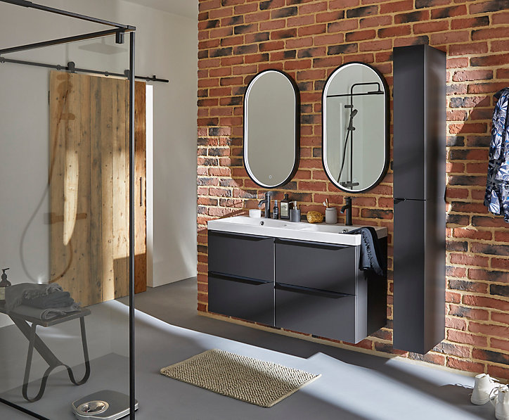 Miroir de salle de bains lumineux LED noir ovale 90 x 50 cm, MPGlass Lyon chic