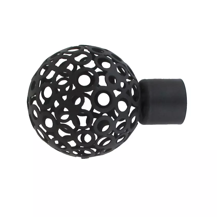 Lot de 2 embouts tringle (D20 mm) Jim Boule perforée Noir mat