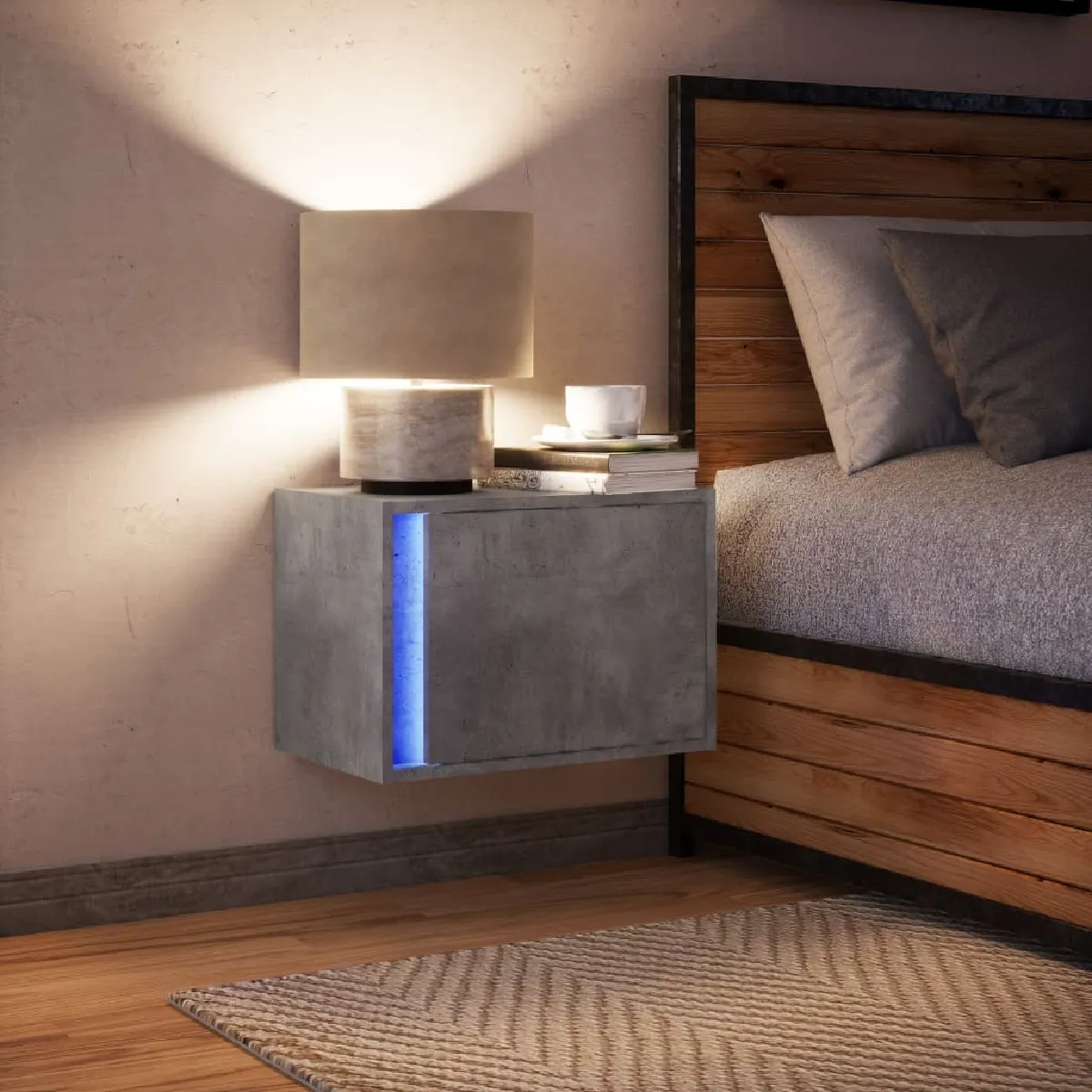 VidaXL Table de Chevet Murale LED