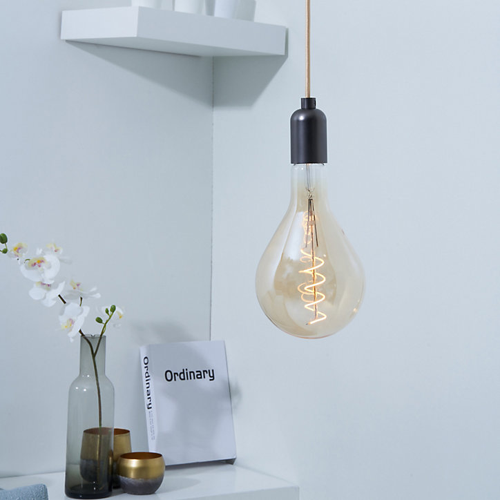 Ampoule LED E27 twisted géante à filament ambrée Ø24cm 270lm balnc chaud Girard Sudron