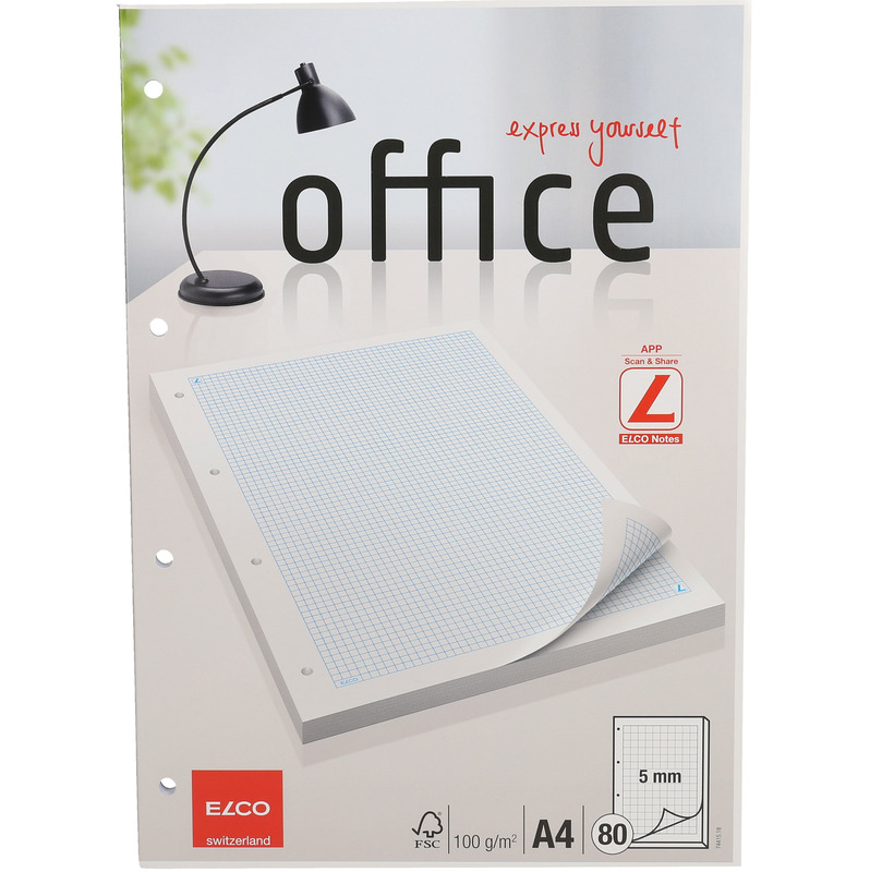 Elco Office Notizblock gelocht, A4, kariert 5 mm