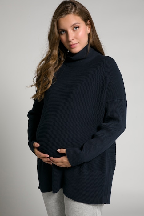 Bellieva-Pullover, Stehkragen, Druckknöpfe, Langarm, GOTS