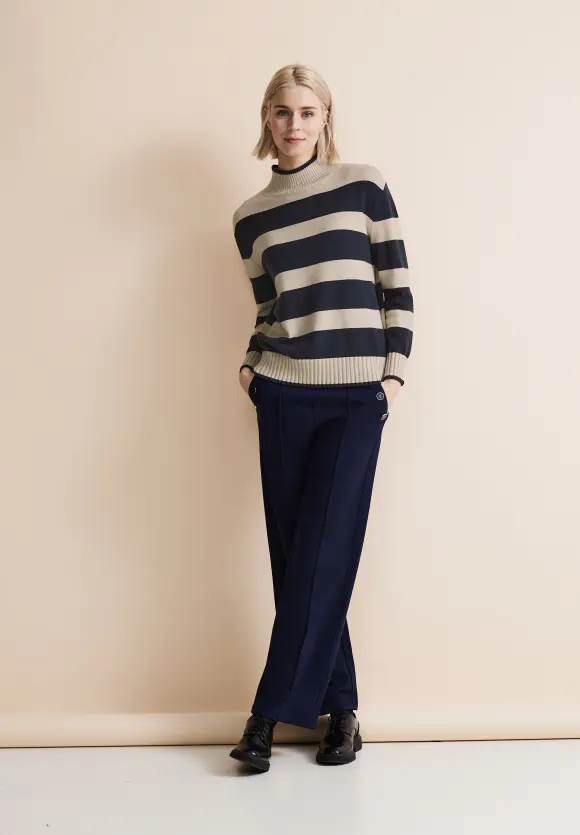 Streifen Strickpullover - deep blue