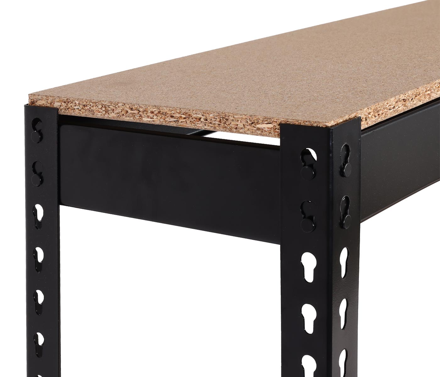 Packstation MCW-J84, Packtisch Arbeitstisch Werktisch, Rollenhalter höhenverstellbar, Holz Stahl 183x183x90cm, schwarz