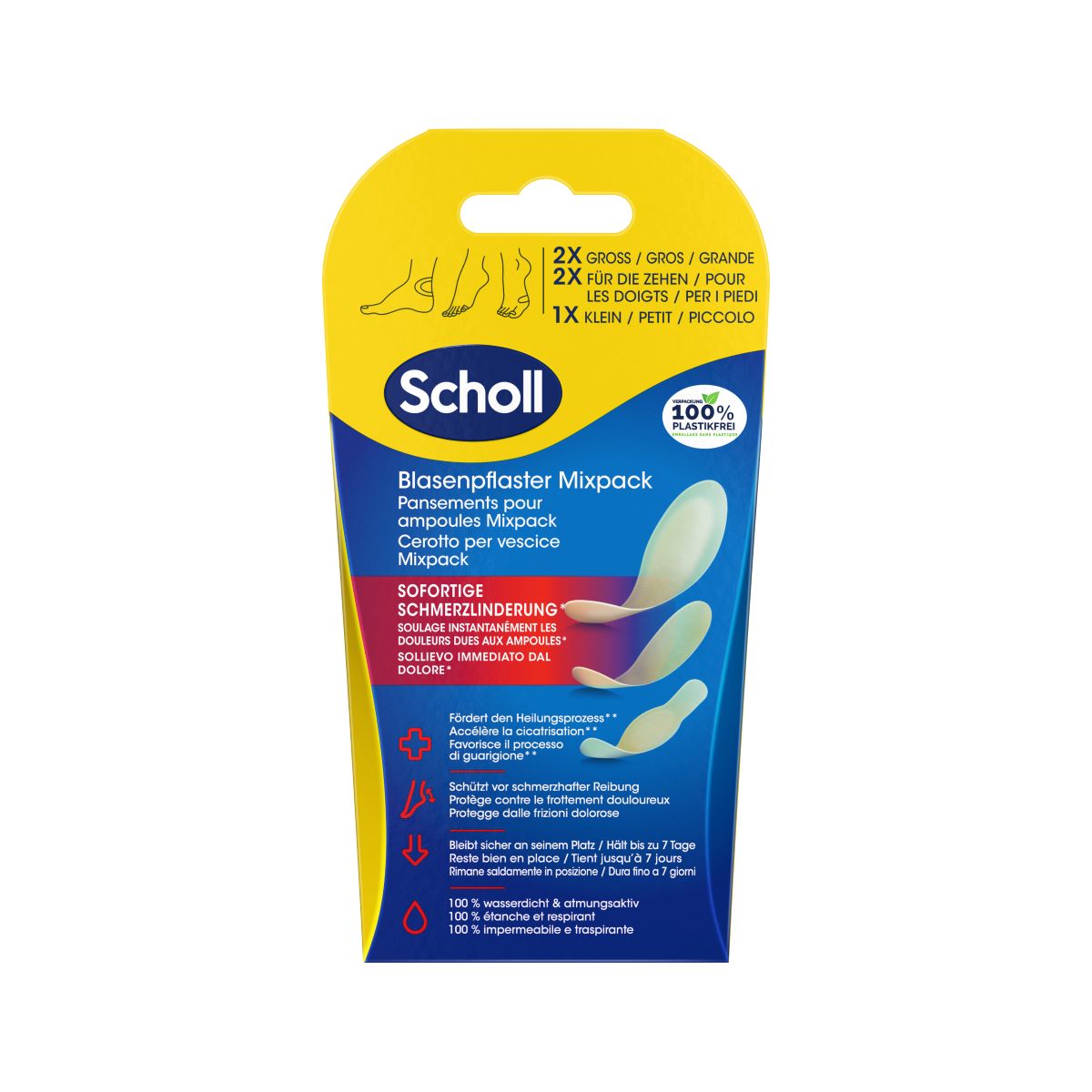 SCHOLL Blasenpflaster<br>1 Stück, Karton, Mixpack 5 Stück