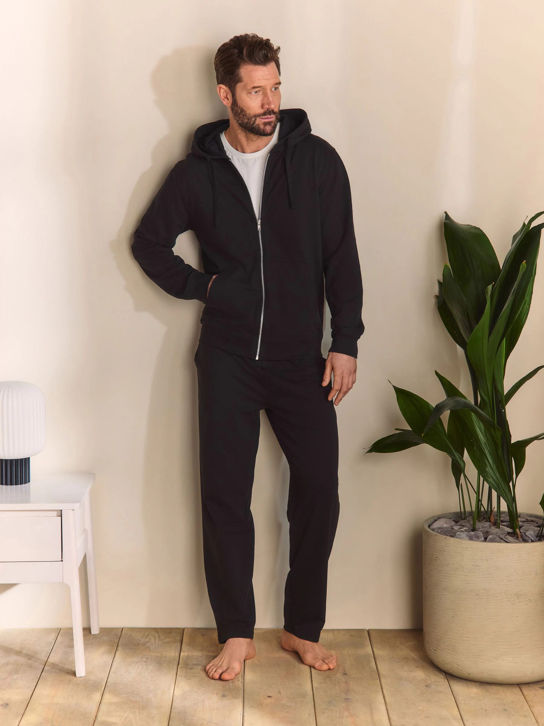 Zwart - Lichte hoodie met rits