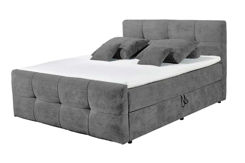 Boxspringbett TOULOUSE 180x200cm dunkelgrau Microfaser inkl. Matratze Stauraum Topper