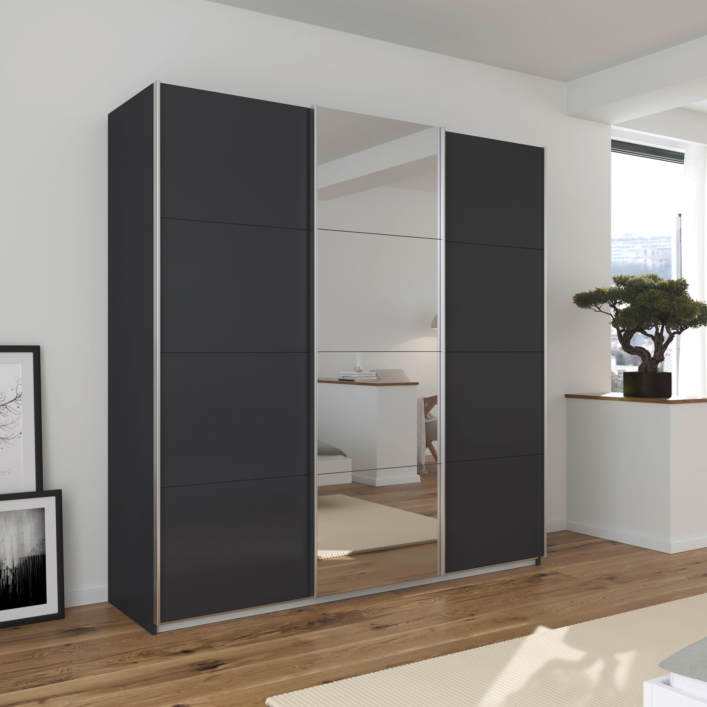 rauch Schwebetürenschrank »Kleiderschrank Schrank Garderobe Wäscheschrank TOMA« inkl. Regaleinsatz sowie zusätzlichen Einlegeböden MADE IN GERMANY