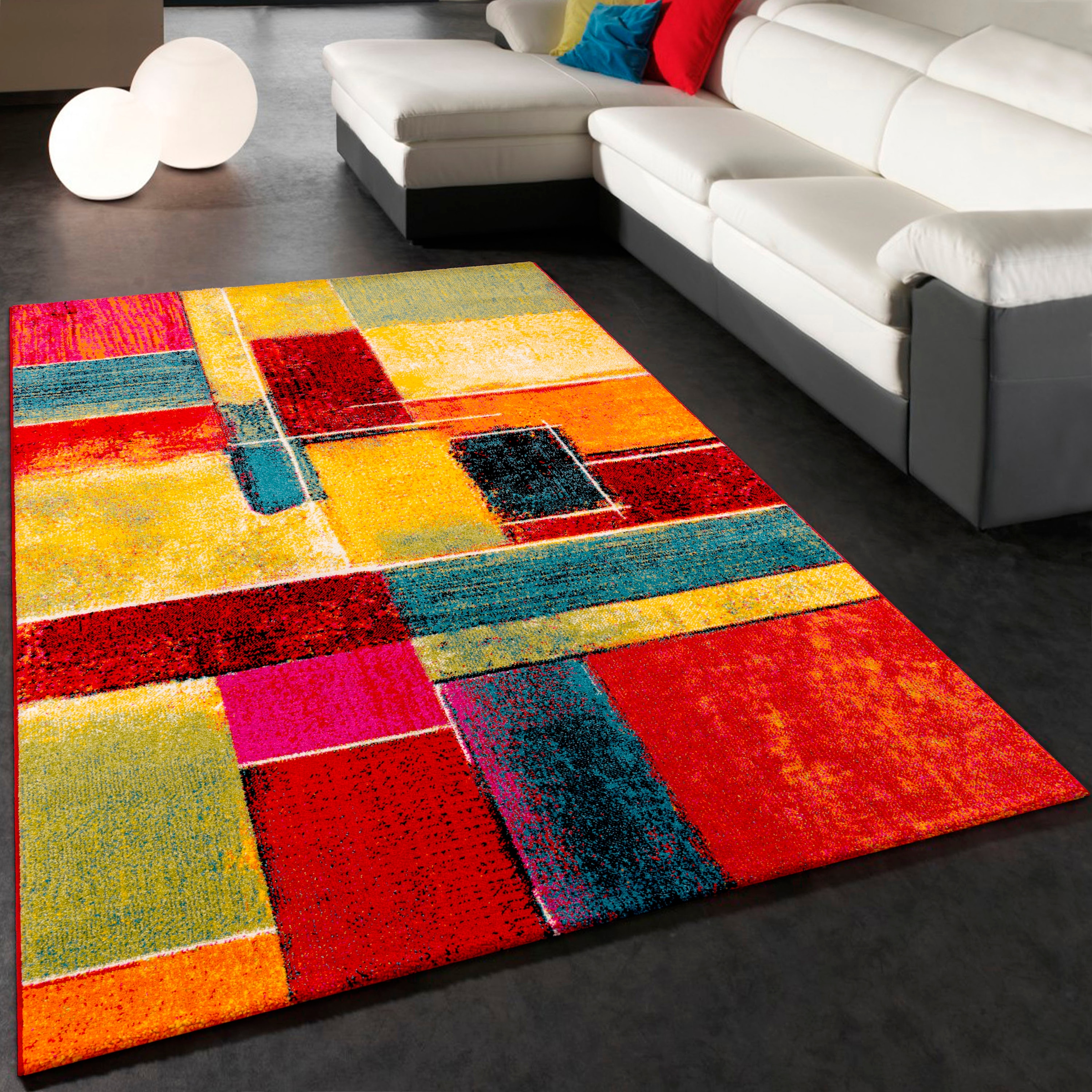 Paco Home Teppich »Canvas 783« rechteckig 16 mm Höhe Kurzflor, modernes Patchwork Design