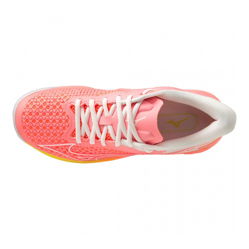 Mizuno WAVE EXCEED TOUR 5 AC - Chaussures tennis Femme candycoral/snowwhite/neonflame