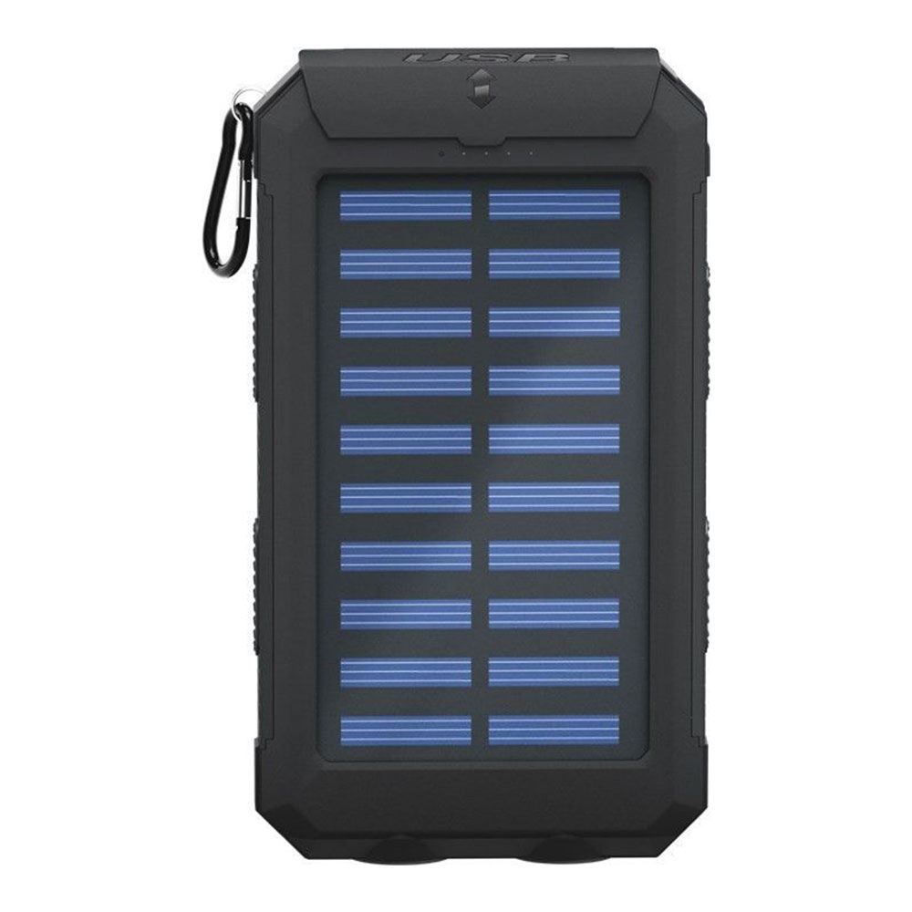 (8000mAh) Outdoor Solar Powerbank mit Taschenlampe IP45 (49216) - Schwarz