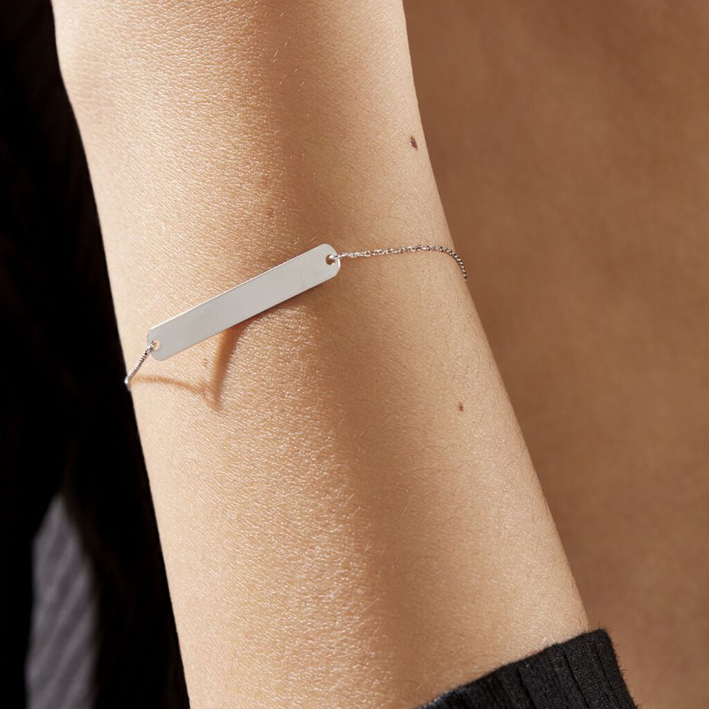 Bracelet Barrette Gravable Or Blanc