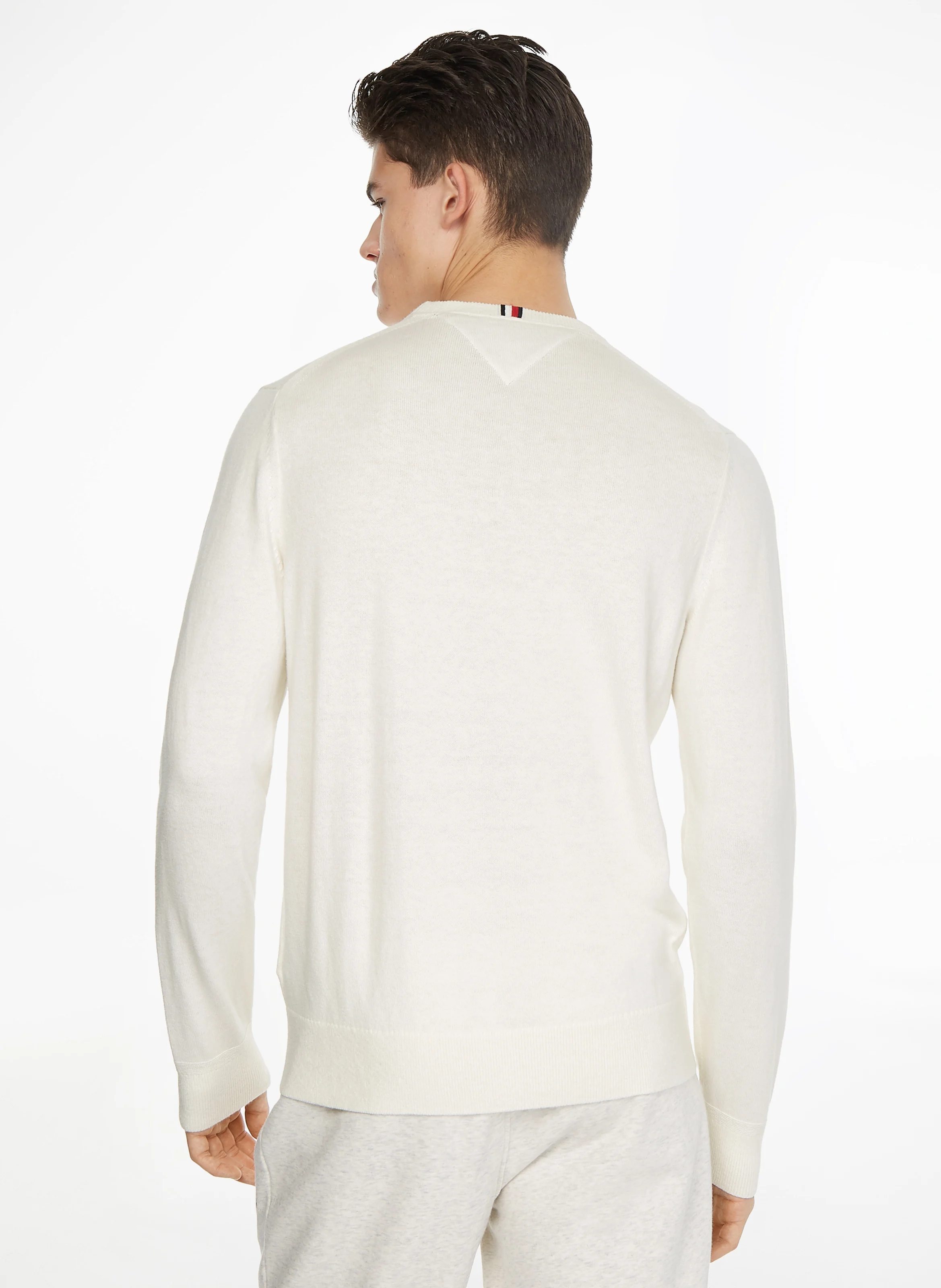 Pull col rond en coton mélangé | Blanc