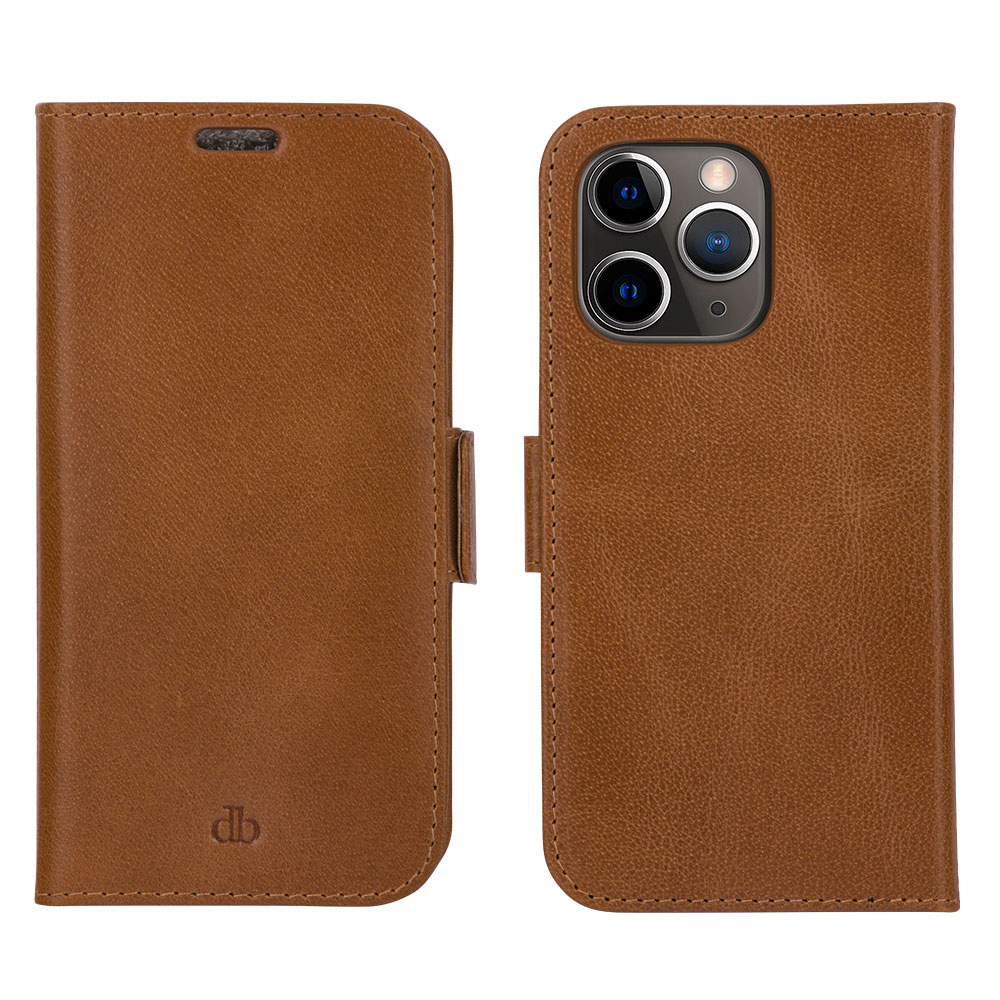 iPhone 12 / iPhone 12 Pro 2in1 Wallet Case Echtleder Tasche mit RFID Schutz Lynge (LY61GT001181) - Tan