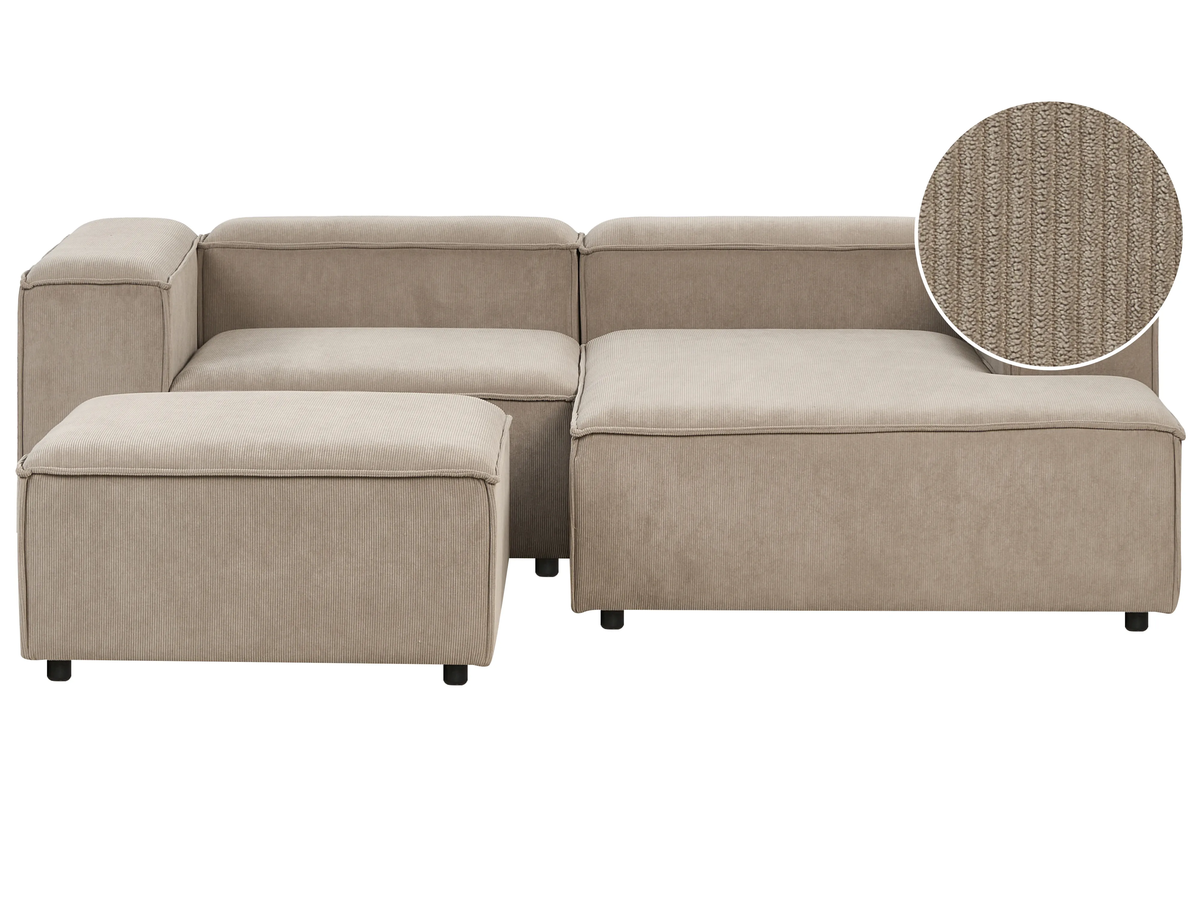Modulaire hoekbank 3-zits ARDAL Corduroy Lichtbruin met ottomaan linkszijdig