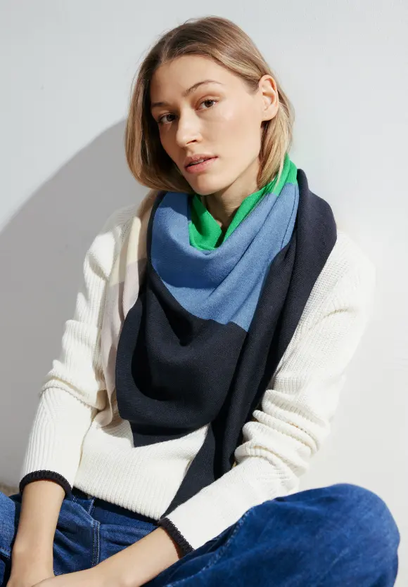 Strick Tuch mit Streifen - universal blue