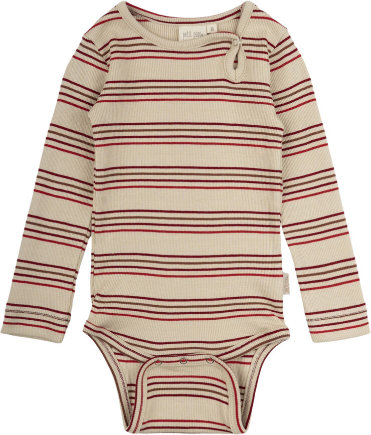PETIT PIAO Body L/S Modal Multi Striped Chili pepper mult