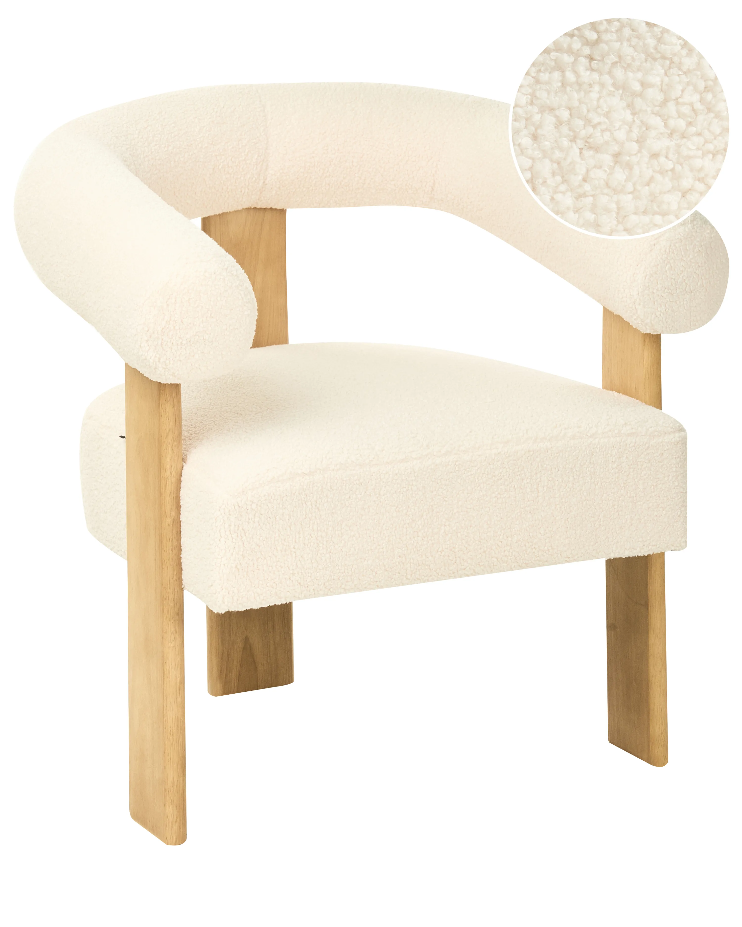 Fauteuil ILBRO Bouclé Gebroken wit/lichtbruin