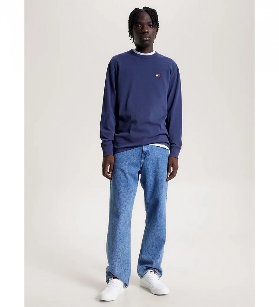 Camisa Tommy Jeans Essential de malha trançada com detalhe azul-marinho
