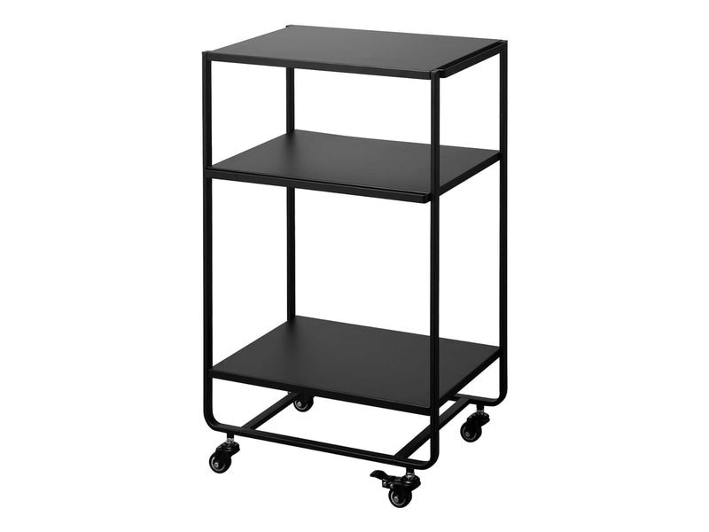 Yamazaki Küchenwagen Tower 49 x 81.5 x 38 cm, Schwarz Dreistufiger Wagon mit Griff