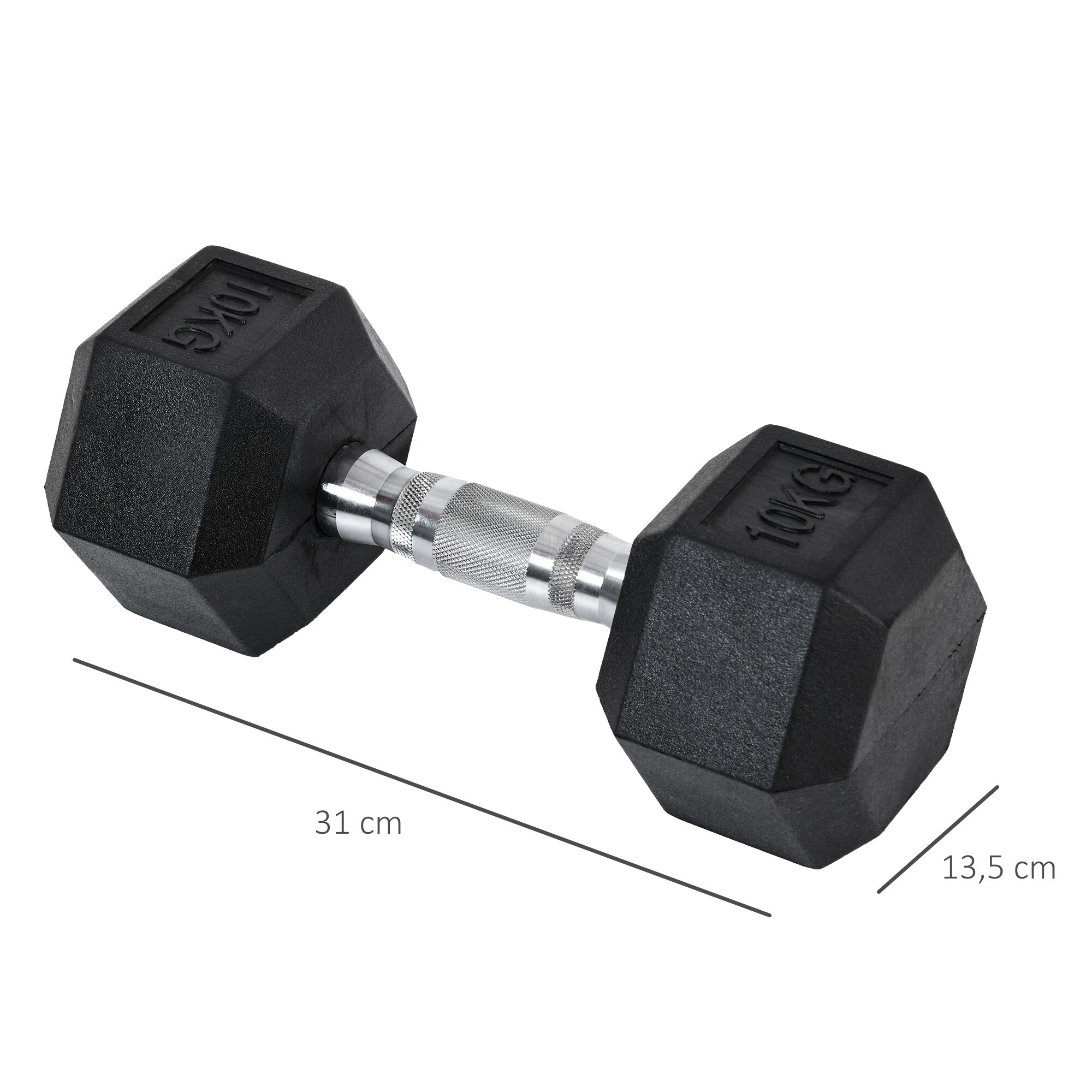 HOMCOM Kurzhantel 2er Set in Hexagon Form schwarz, silber 13,5B x 13,5T x 9,1H cm