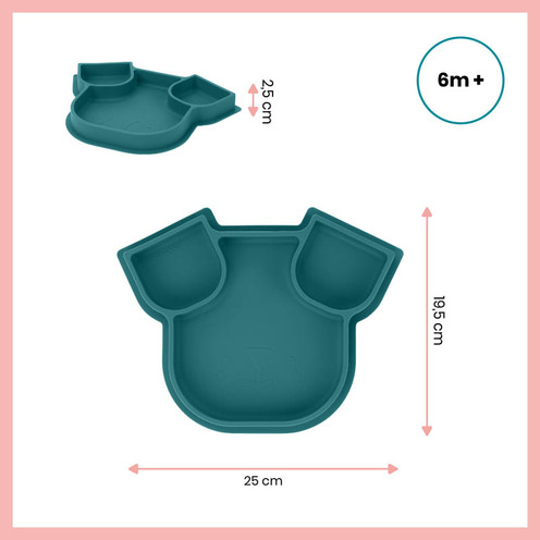Assiette silicone compartimentée ISY PLATE chien bleu - BABYMOOV