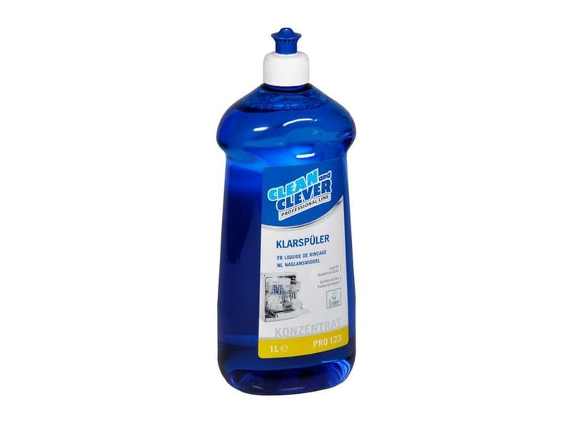Clean and Clever Klarspüler 1 l Fleckenfreie und kristallklare Trocknung des Geschirrs und der Gläser